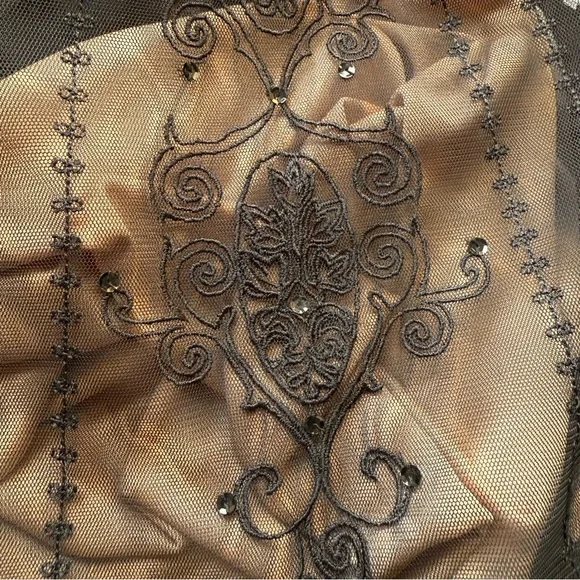 ANN TAYLOR LOFT PETITE 2P Black Embroidered Mesh Overlay Cocktail Party Dress - Picture 4 of 15